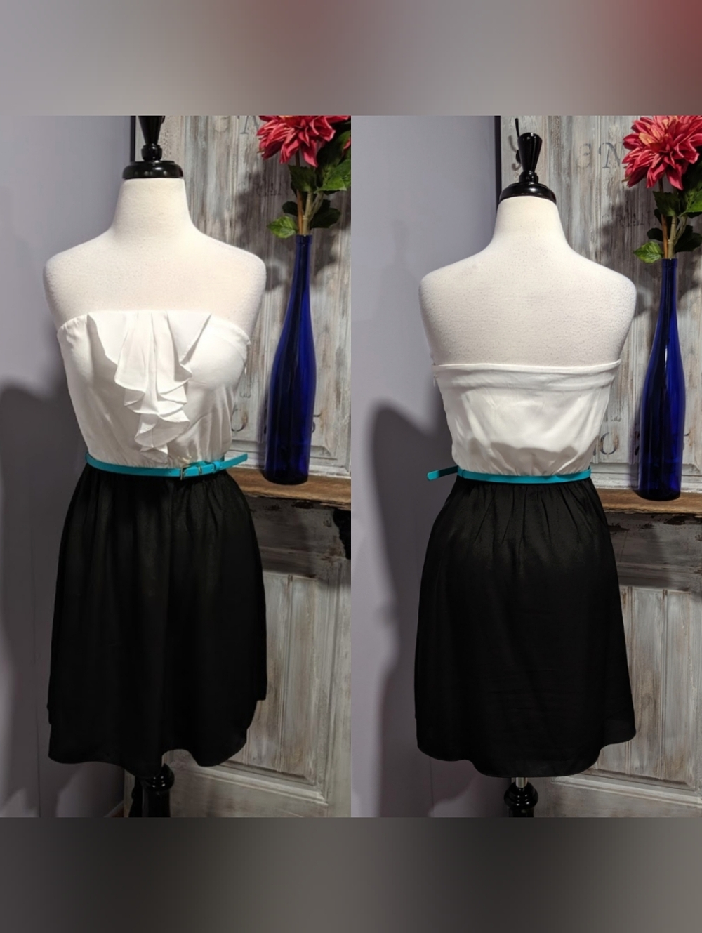 Express Color Block Strapless Dress